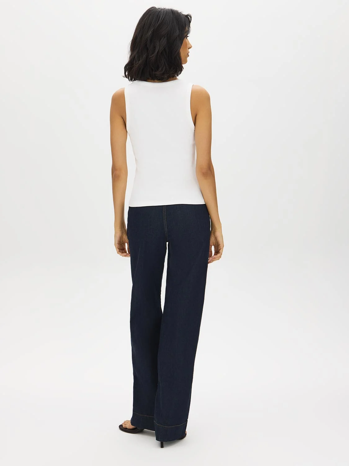 Cotton-Blend Square Neck Tank Top