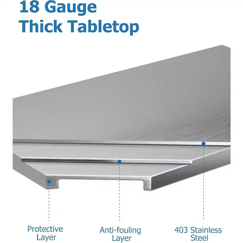 Double Layer Workbench - No Wheels/Backrest (Stainless Steel)