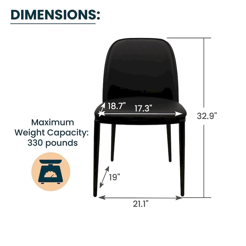 LeisureMod Tule Dining Side Chair with Upholstered Seat and Back