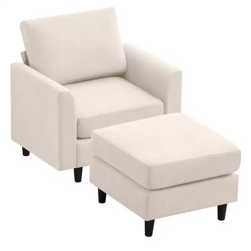 Modern Comfort Accent Chair with Ottoman for Living Room or Bedroom