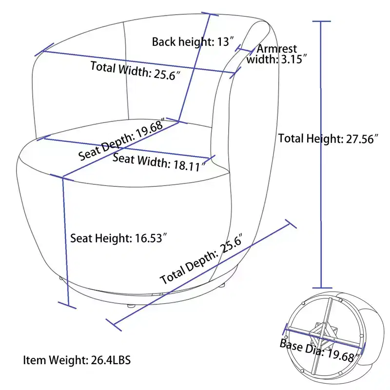 Fabric Swivel Accent Armchair Barrel Chair