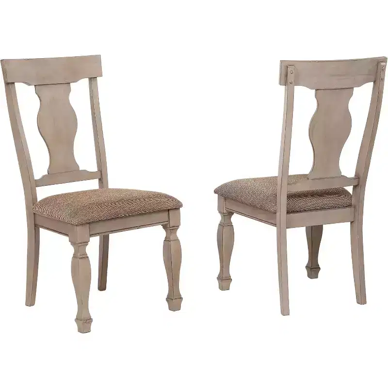 Kings Brand Almon 2 Tone Brown Wood Upholstered Dinette Dining Room Chairs, Set of 2