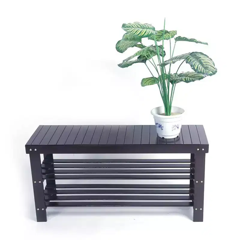 Bamboo Shoe Rack with Seat - 3-Tier Storage Bench, 90cm Multi-Functional Organizer for Entryway, Hallway & Closet