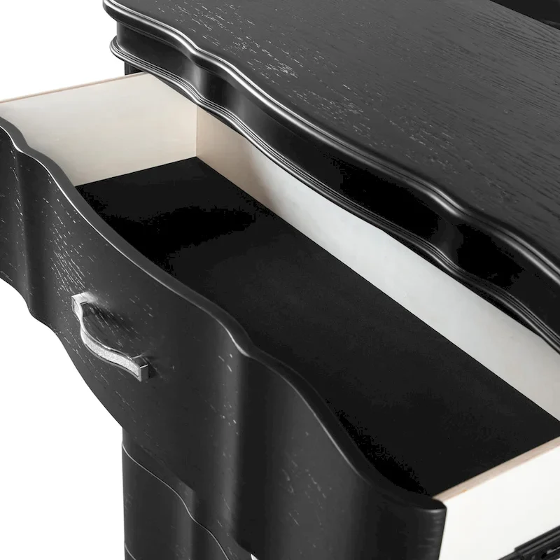 Black / Silver Glam 3-Drawer Nightstand, for 1