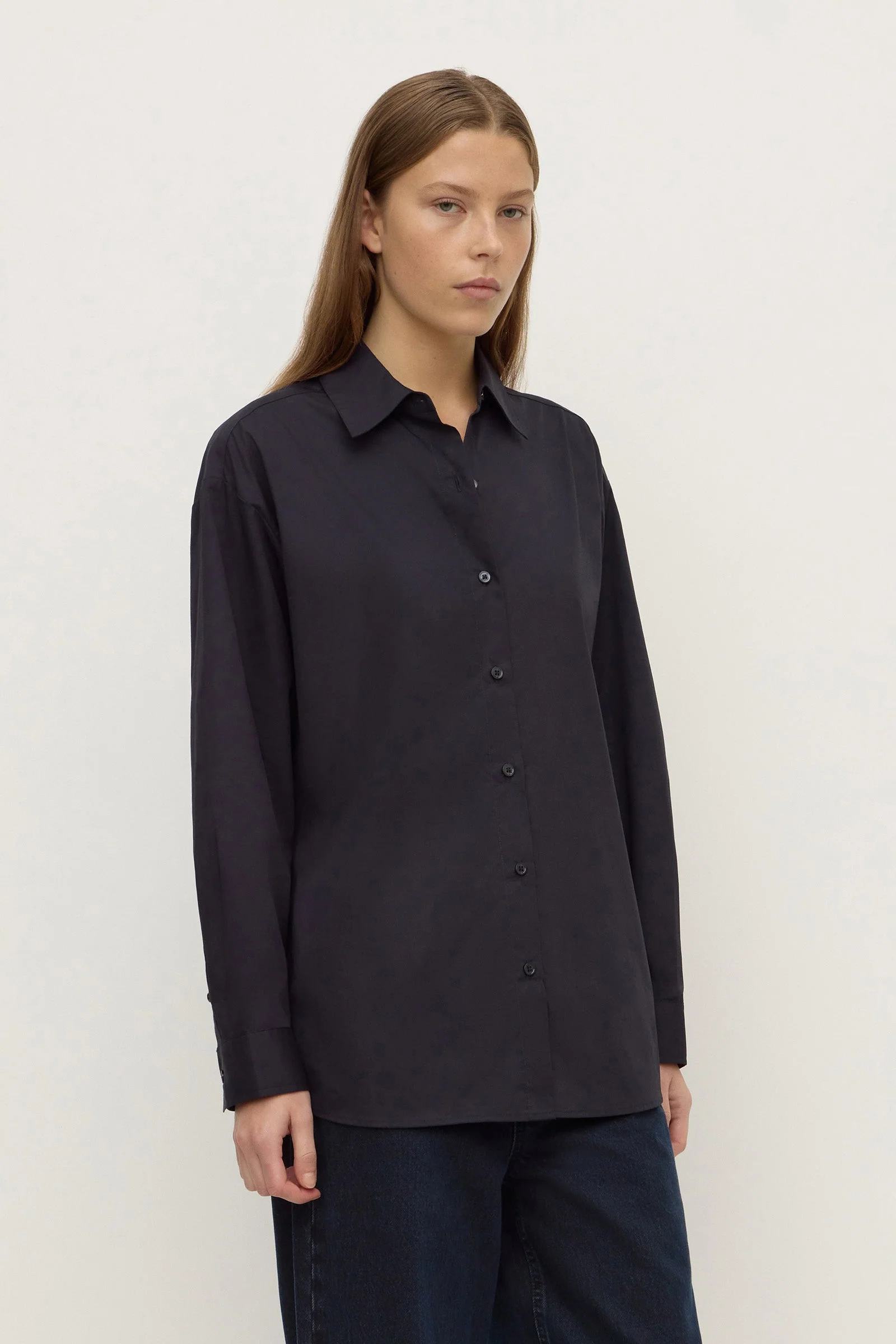 True Navy Cotton Poplin Shirt