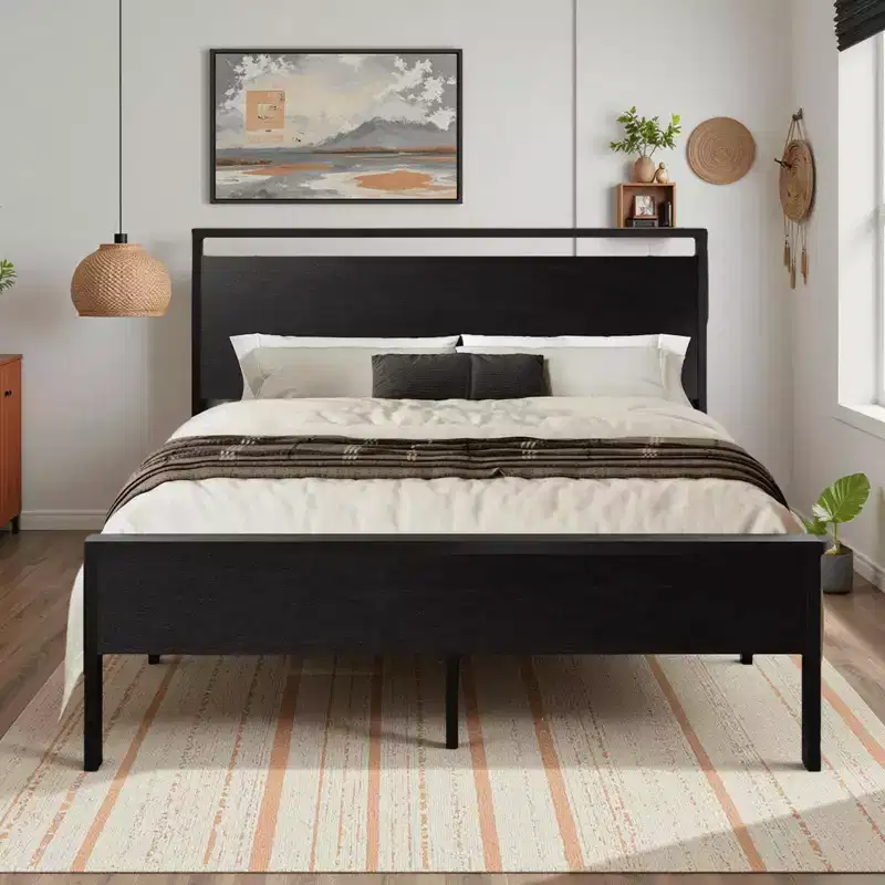 Platform Bed Frame with Headboard and Footboard Under Bed Storage No Box Spring Needed 12 Metal Slats Noise Free