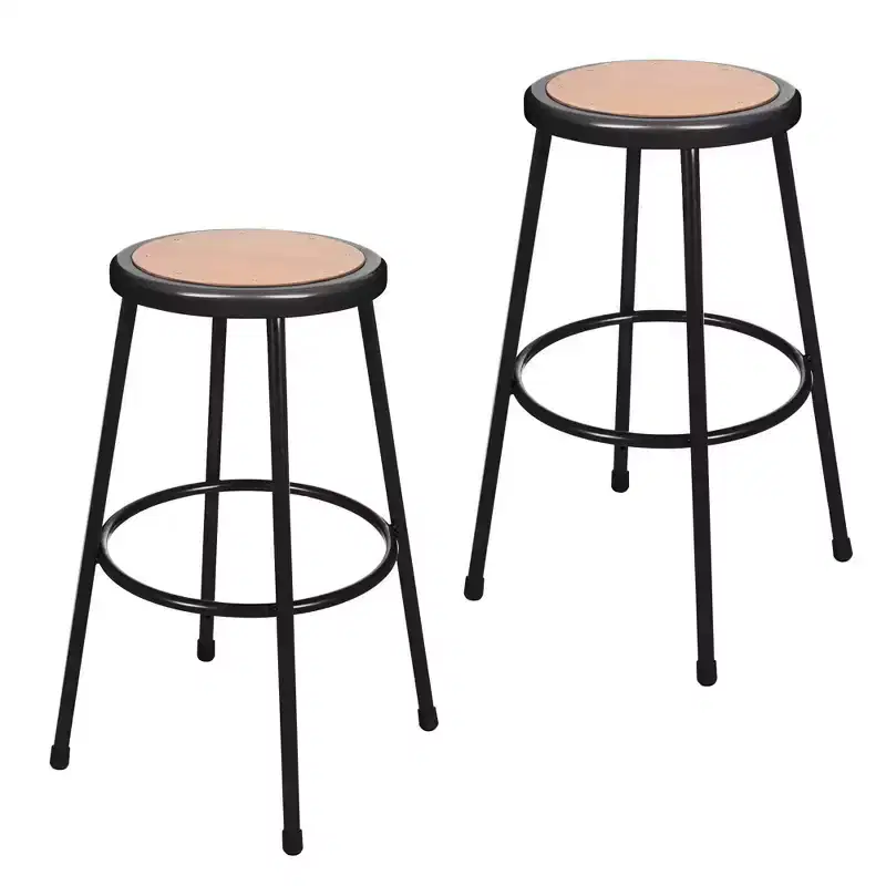 30" Heavy Duty Steel Barstools Black - : No Assembly, Masonite Seat, 300lb Capacity