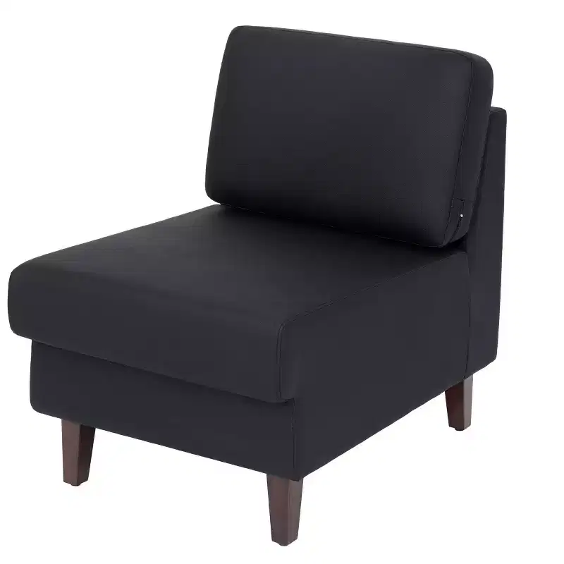 Flash Furniture HERCULES Artemis Upholstered Middle Reception Chair with Wooden Walnut Legs with Adjustable Floor Glides