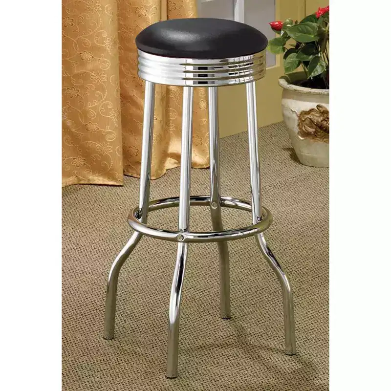 Simple Relax Set of 2 Round Barstools with Footrest