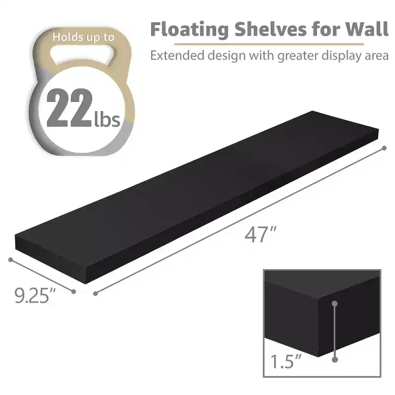 Sorbus 2 Pack 47 x 9.25 Inch Wall Mounted Floating Shelves - Stylish and Functional Storage