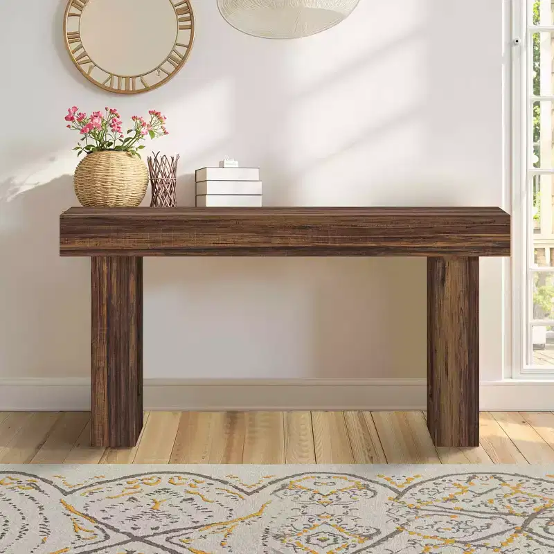 MAYEERTY 63-Inch Country-Style Wooden Sofa Table, Rustic Entryway Accent Table