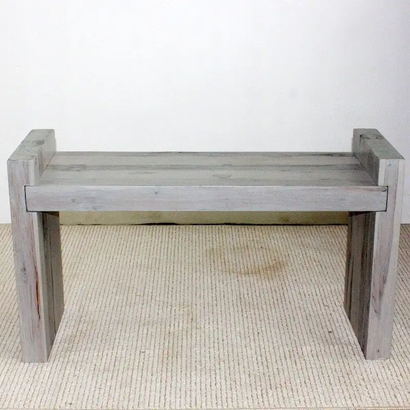 Haussmann? Teak Block Bench 36 x 12.5 x 20.5 inch High KD Grey Oil - 36 x 12.5 x 20.5