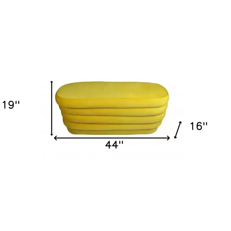 HomeRoots 44 Yellow Velvet Tufted Oval Ottoman