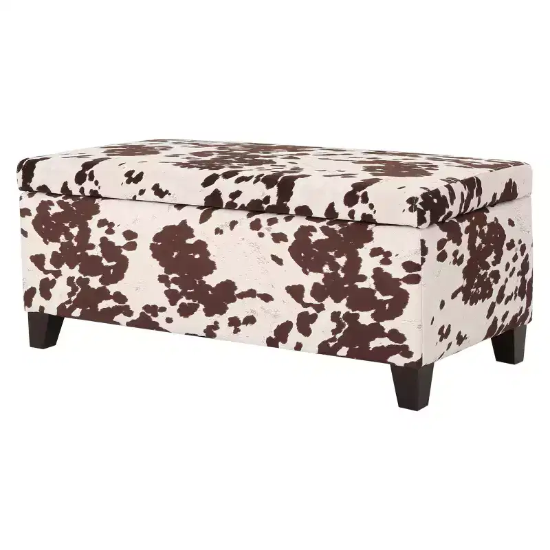 Breanna Storage Ottoman: Cow Print, Rectangular Bench - Christopher Knight Home