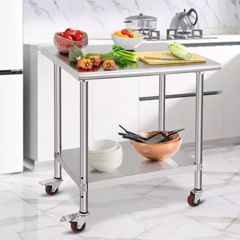 Stainless Steel Workbench - Durable, Rust-Resistant, Easy to Clean, Heavy Duty, Adjustable Height