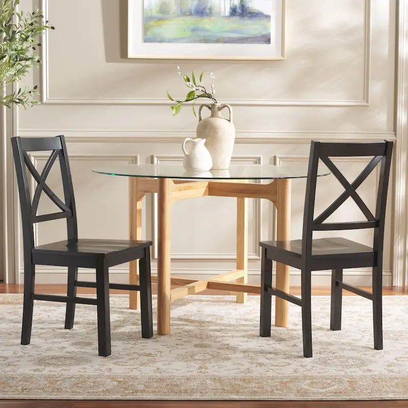 SAFAVIEH Concetta White/Natural Dining Chair - 17.5 W x 19.5 L x 37 H - 18W x 20D x 37H
