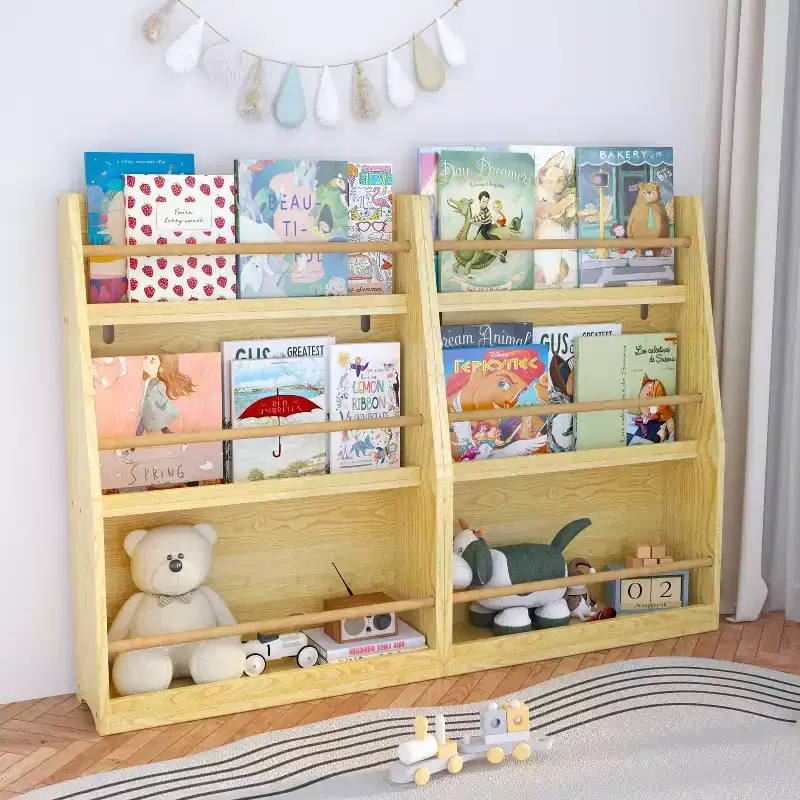 3-Tier Kids Bookshelf with Anti-Tipping Device - Natural MDF