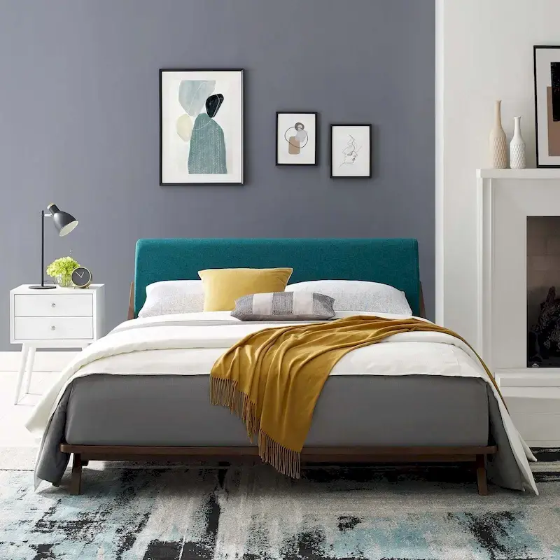 Luella Queen Upholstered Fabric Platform Bed