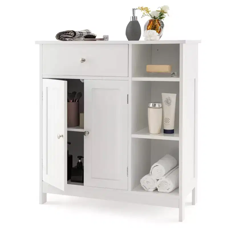 Bathroom Floor Cabinet Freestanding Kitchen Cupboard Storage Organizer with Drawer