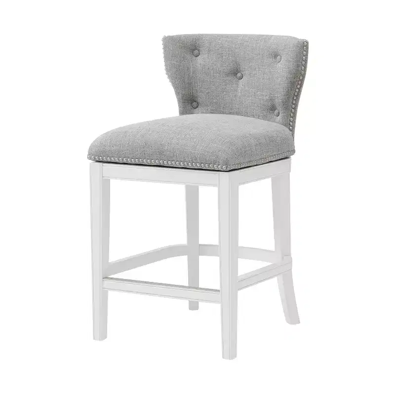Swivel Counter Height Barstool White - 36in, Upholstered, Rubberwood Frame