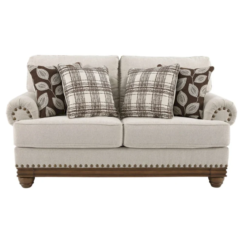 Harleson Traditional Wheat Brown Loveseat with Nailhead Trim