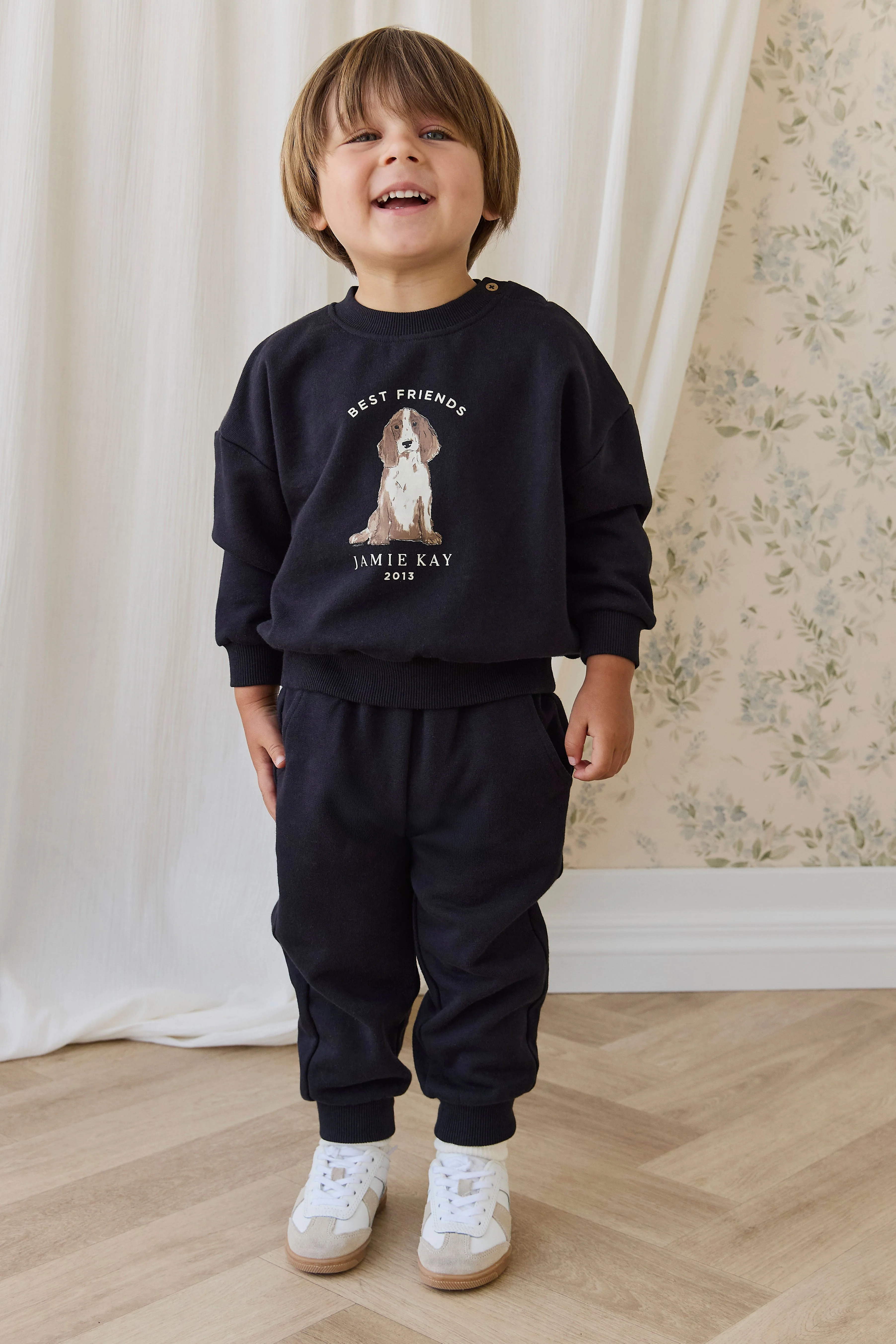 Cozy Navy 100% Organic Cotton Track Pant with Drawstring Waistband for Play & Lounging 6M–8Y