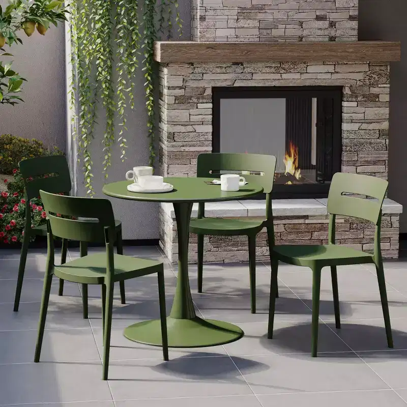 WestinTrends Playa Outdoor Modern Stackable Plastic Patio Dining Chairs (Set of 4), Olive Green