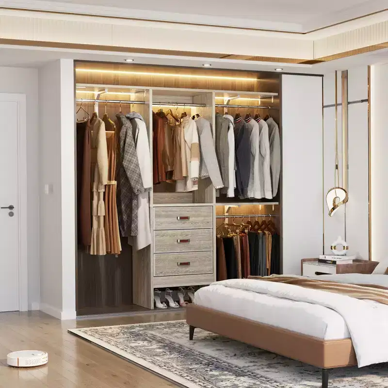 5FT Closet Organizer System with Fabric Drawers and Hanging Rods