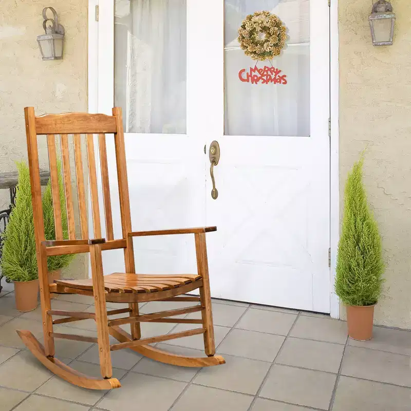 Karl Home | 24-Inch Solid Wood Patio Rocking Chair