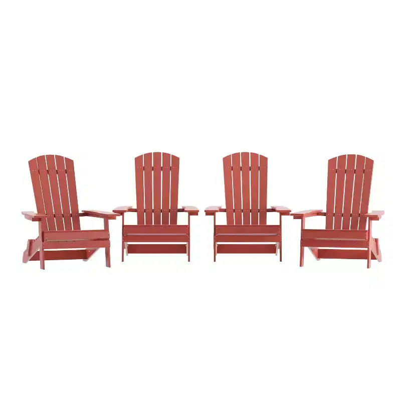 Flash Furniture Set of 4 Charlestown All-Weather Poly Resin Folding Adirondack Chair