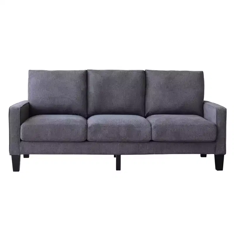 GDFStudio Hodgson Modern 3-Seat Wood and Fabric Upholstered Sofa