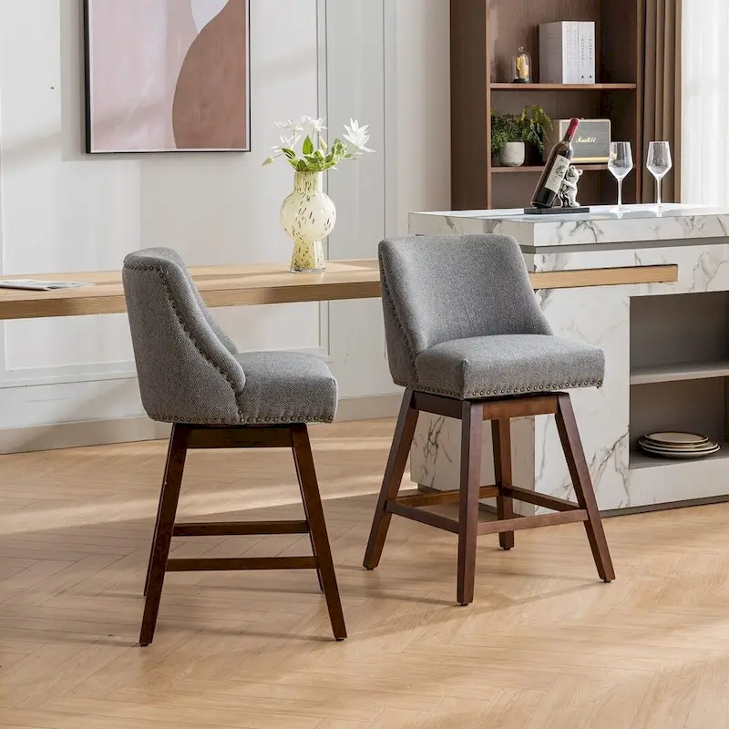 Counter Height Swivel Bar Stools with Backs, Set of 2
