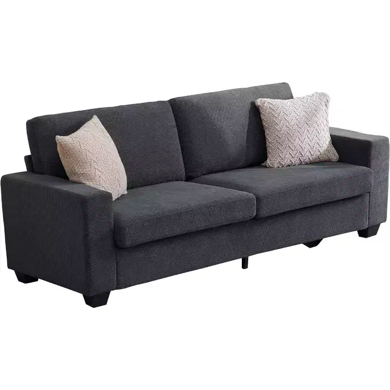 83 Inch Modern Gray Sofa, Oversized Deep Seat 2 Seat Couch with Wide Armrest and Plush Backrest, Comfy Cloud Couch for Living Room, Bedroom, Office