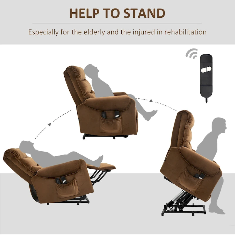 HOMCOM Electric Power Lift Recliner, Upholstered Vibration Massage Chair with Remote Control