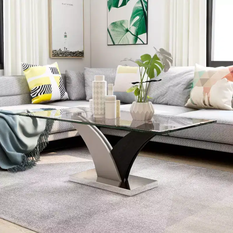Niessa Contemporary Coffee Table White/Dark Gray/Chrome - HOMES: Inside + Out