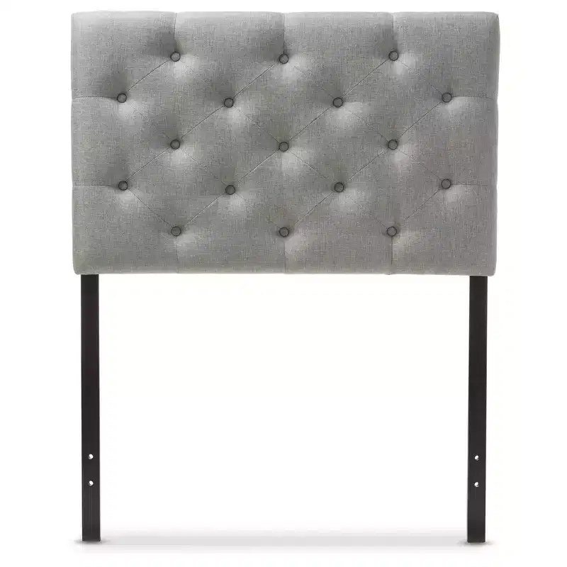 Twin Viviana Modern And Contemporary Fabric Upholstered Button Tufted Headboard Gray - Baxton Studio: Rubberwood Frame, Adjustable Height