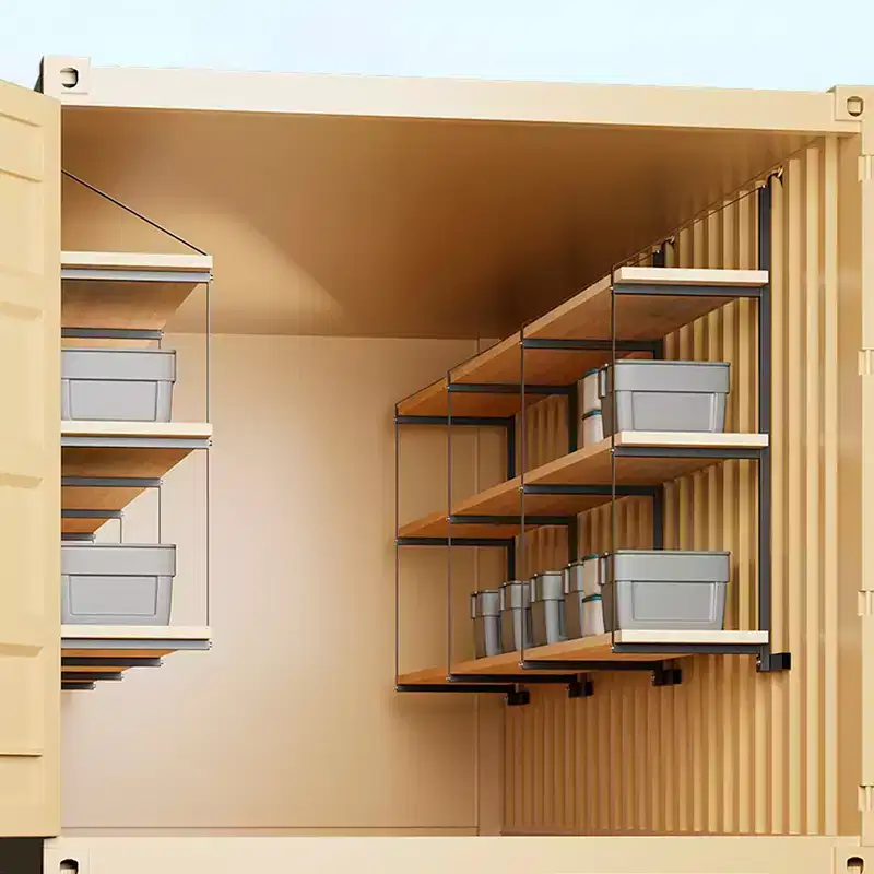 2 Pack Shipping Container Shelving Brackets 3-Tier,1100LBS, Hang & Hook Type, Cargo Containers Storage Shelves, Easy to Install Removable, Heavy-Duty