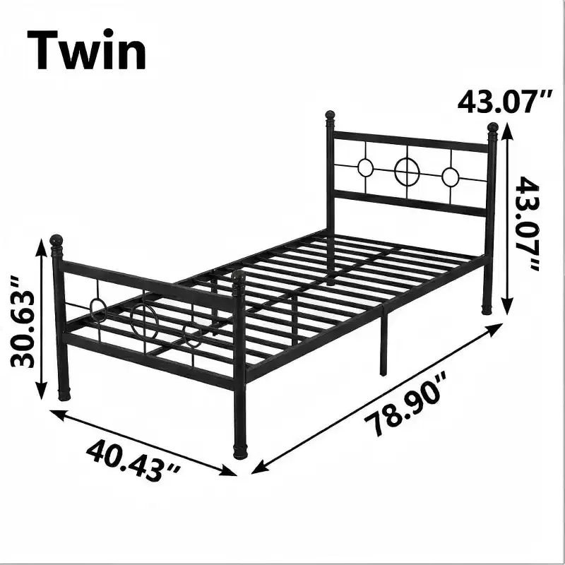 Metal Bed Frame with Headboard, Metal Platform Bed Frame, No Box Spring Needed, Noise Free, Easy Assembly