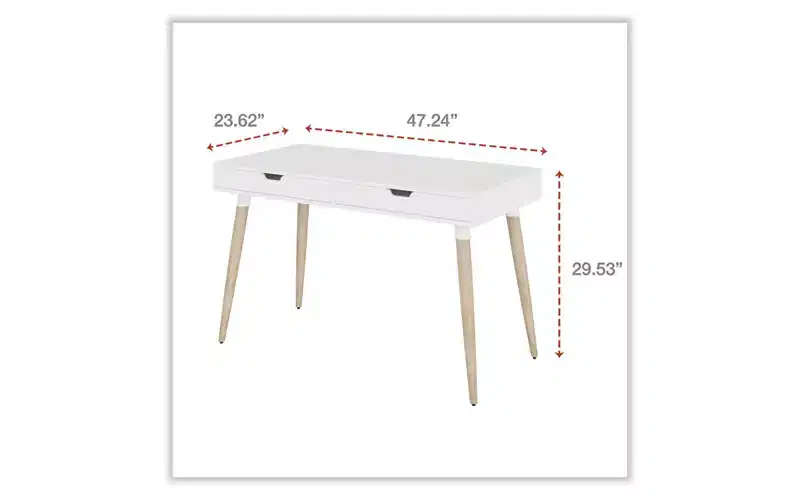 Workspace by Alera Scandinavian Writing Desk, 47.24 x 23.62 x 29.53, White/Beigewood
