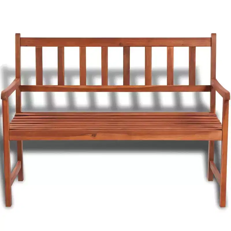 vidaXL Rustic Patio Bench in Solid Acacia Hardwood, 47.2- Comfortable Outdoor Seating with Armrests and Weather-Resistant Finish