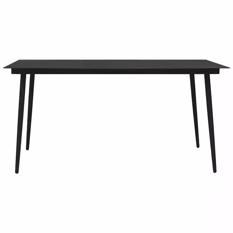 vidaXL Dining Set Black Powder-Coated Steel Large Durable Dining Set