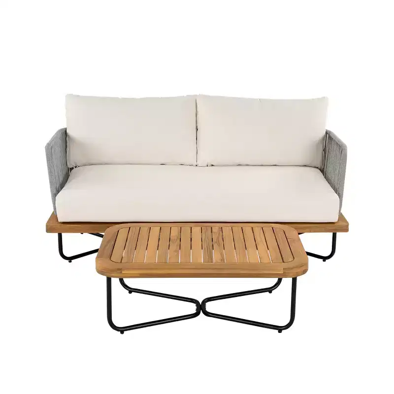 Christopher Knight Home Foisy Outdoor Metal 8-Seater Chat Set with Rope Woven