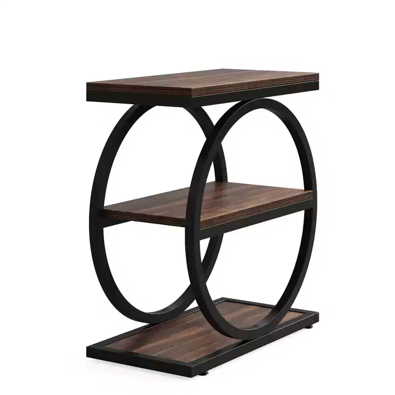 Industrial 3 Tier Sofa Side Table Slim Design Multifunctional Home Use