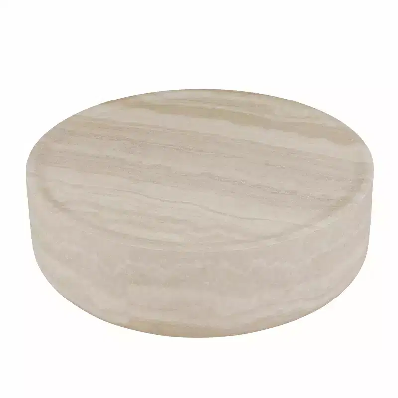 Round Fiberglass Drum Coffee Table, Modern Centerpiece, No Assembly Needed, for Living Room or Office