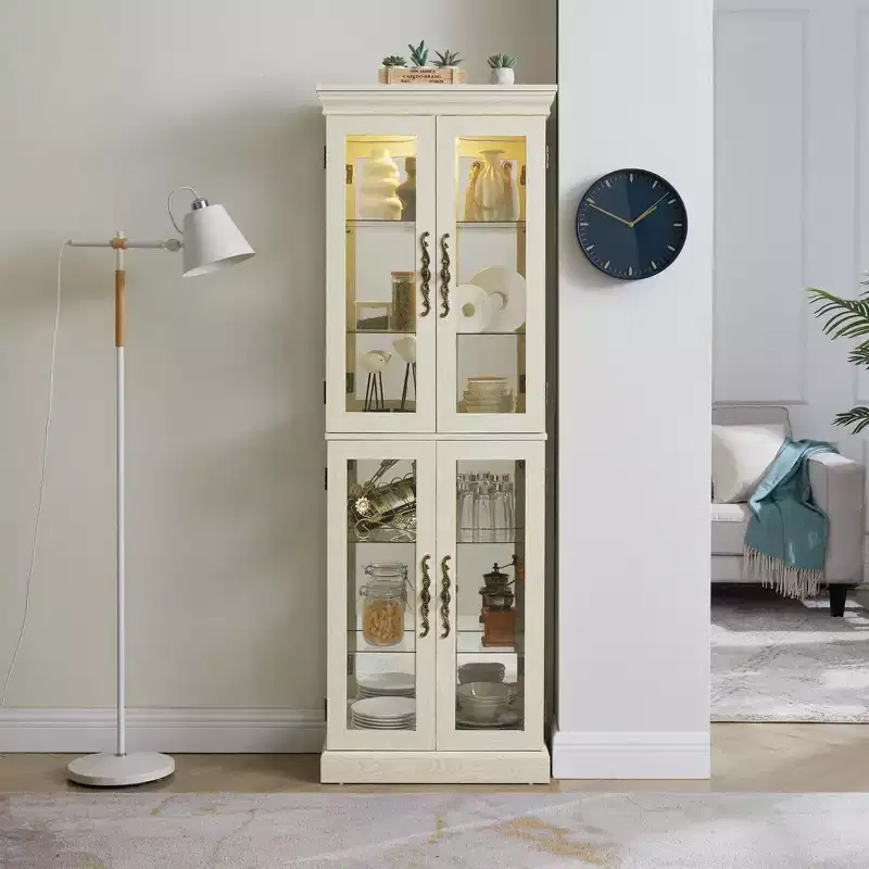 Lighted Glass Curio Display Cabinet Display Cabinet Glass Storage Cabinet