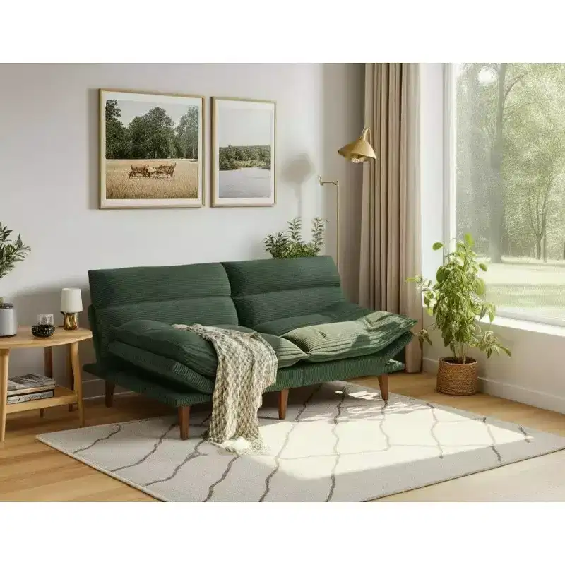 66.1 In Corduroy Loveseat with Adjustable Backrest Armrests, Thickened Seat Cushion, Small Space Sleeper Couch for Apartment, Study Room Office