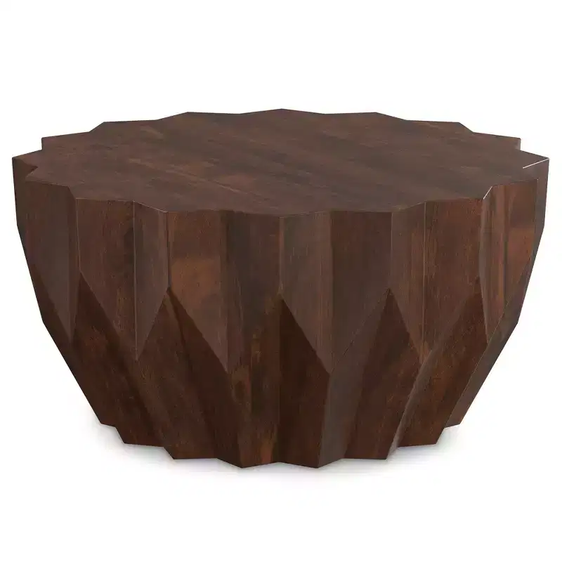 Oakcrest SOLID MANGO WOOD 34 inch Wide Polygon Contemporary Coffee Table Fully Assembled