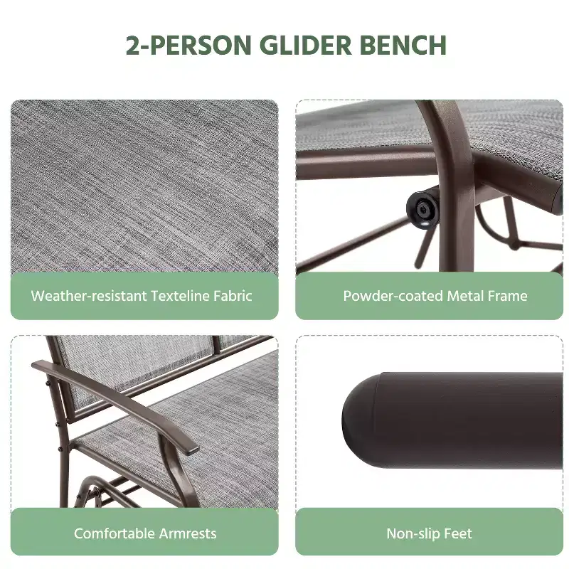 Yaheetech Patio Swing Glider Bench with Steel Frame