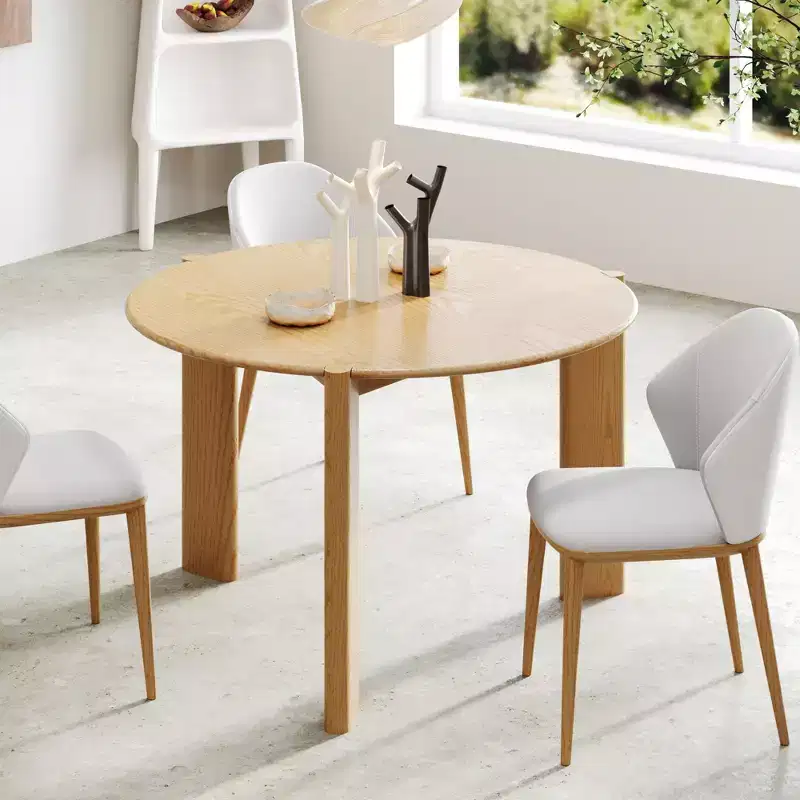 42 x 42 Solid Wood Round Dining Table for 4 Modern Farmhouse Kitchen Table Small Circle for Kitchen Living Room Natural