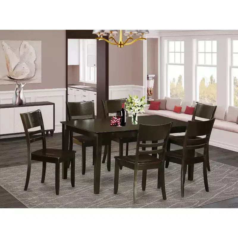 HomeStock Rectangle Kitchen Table And Chairs Dining Set Cappuccino